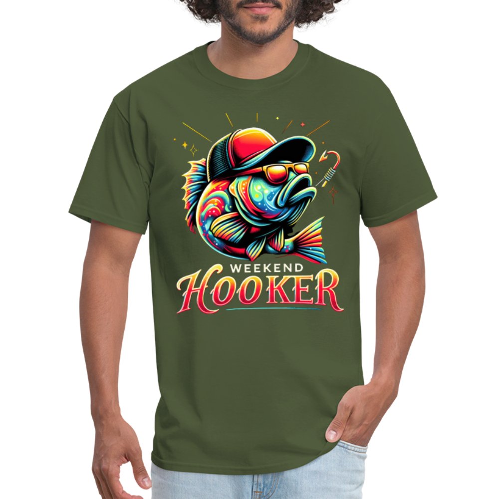 Weekend Hooker T-Shirt (Fishing) - military green