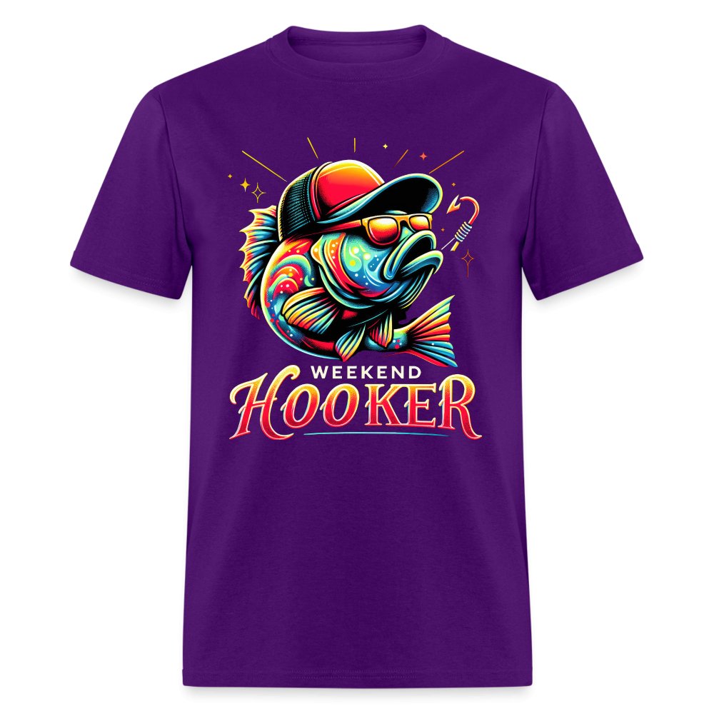 Weekend Hooker T-Shirt (Fishing) - purple