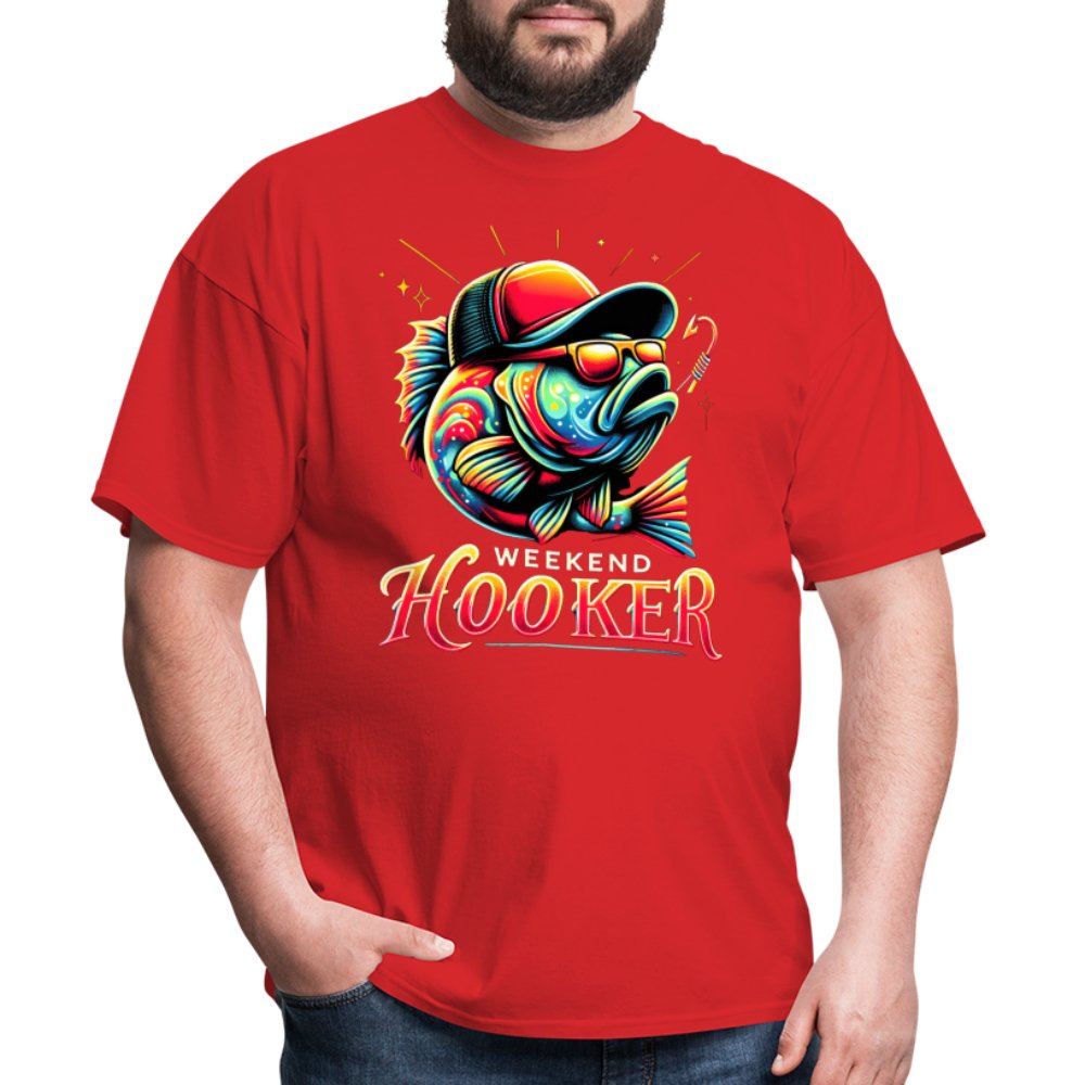 Weekend Hooker T-Shirt (Fishing) - red