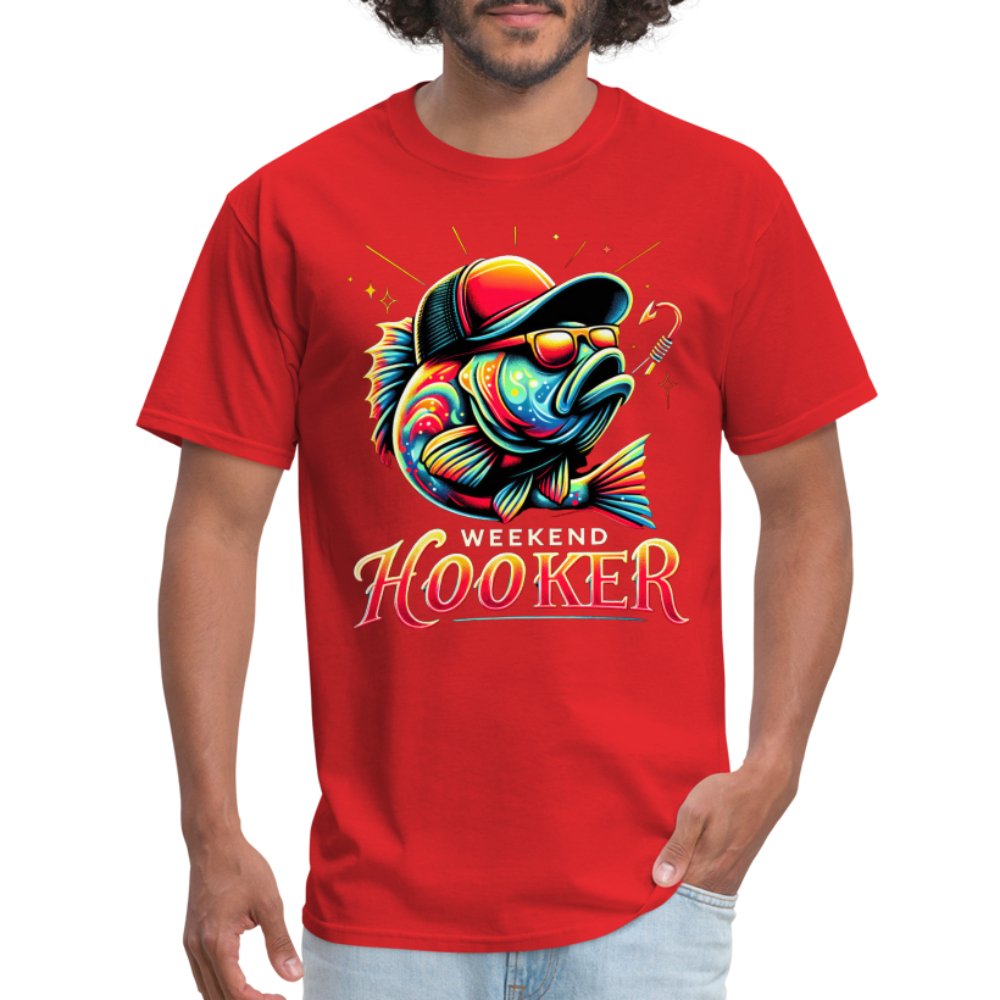 Weekend Hooker T-Shirt (Fishing) - red