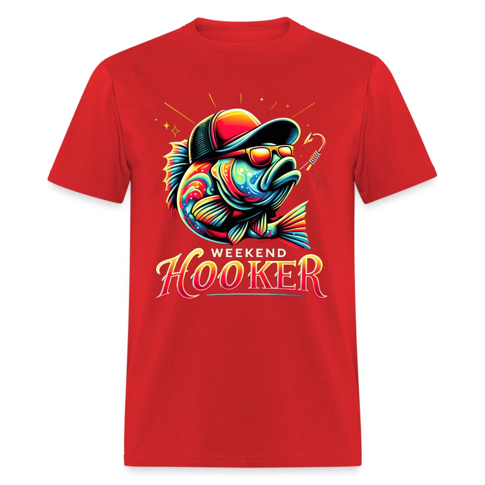 Weekend Hooker T-Shirt (Fishing) - red