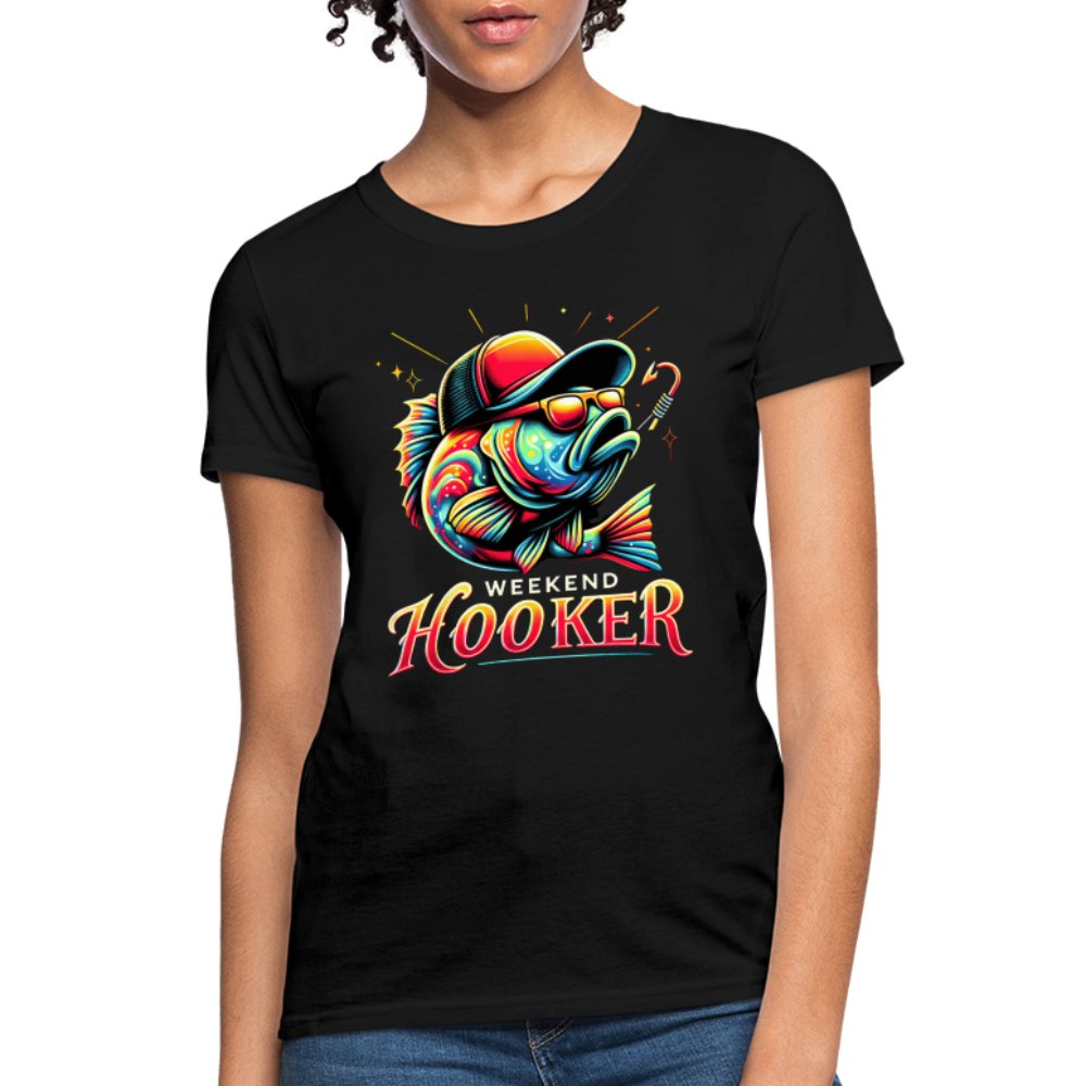 Weekend Hooker Women's Contoured T-Shirt (Fishing) - black