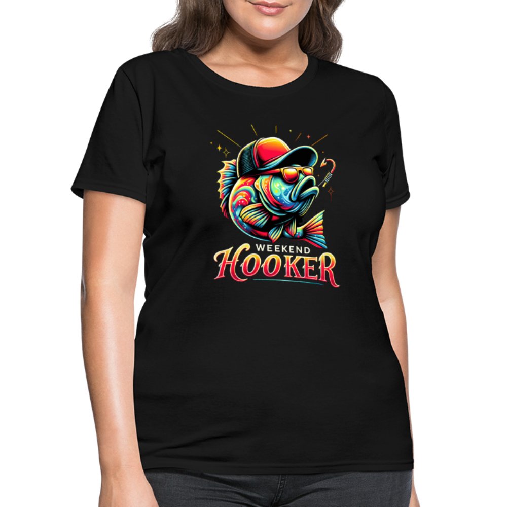 Weekend Hooker Women's Contoured T-Shirt (Fishing) - black