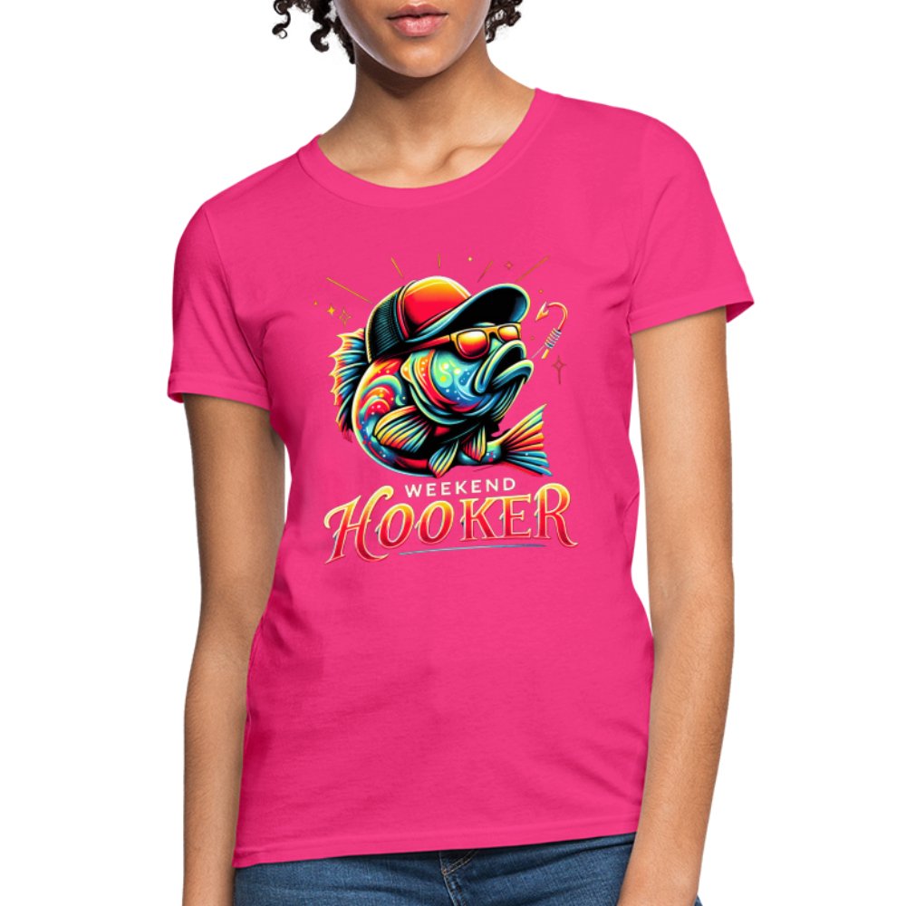 Weekend Hooker Women's Contoured T-Shirt (Fishing) - fuchsia