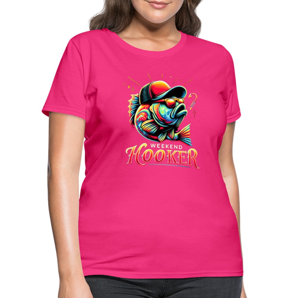 Weekend Hooker Women's Contoured T-Shirt (Fishing) - fuchsia