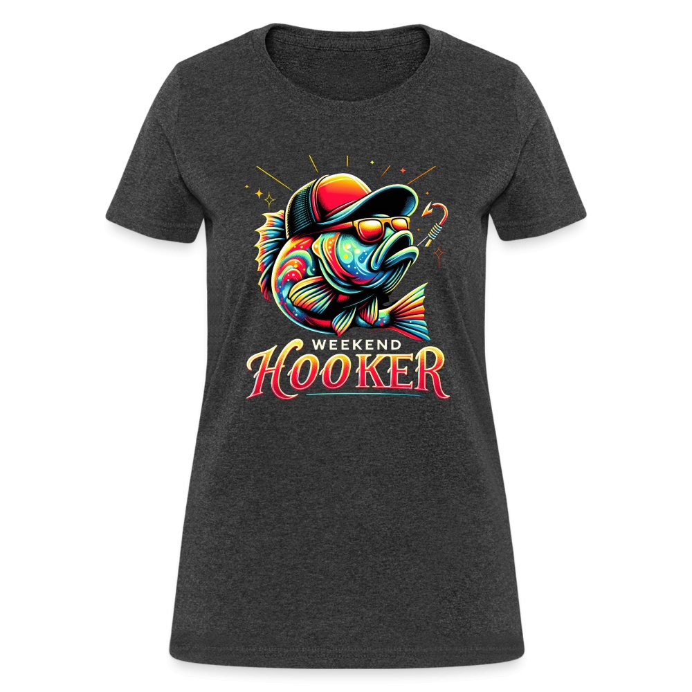 Weekend Hooker Women's Contoured T-Shirt (Fishing) - heather black