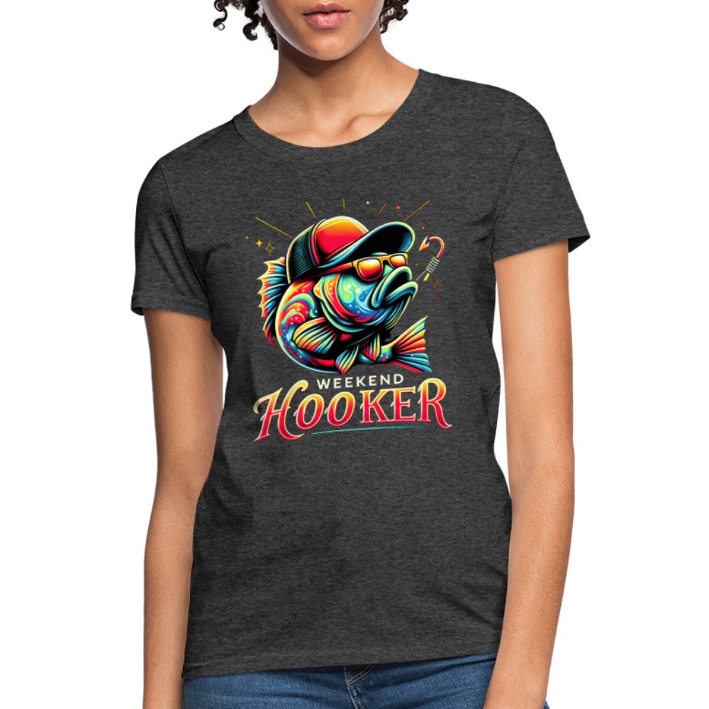 Weekend Hooker Women's Contoured T-Shirt (Fishing) - heather black