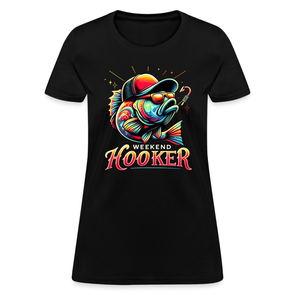 Weekend Hooker Women's Contoured T-Shirt (Fishing) - heather black