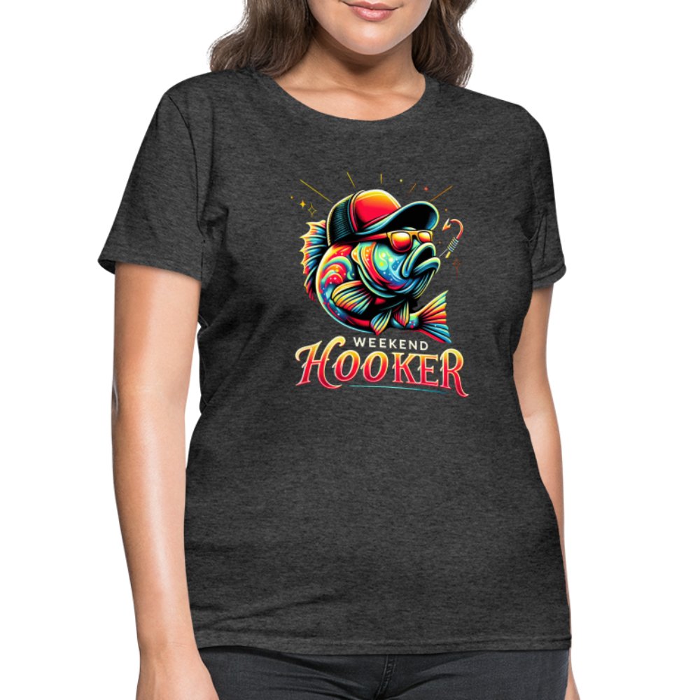 Weekend Hooker Women's Contoured T-Shirt (Fishing) - heather black