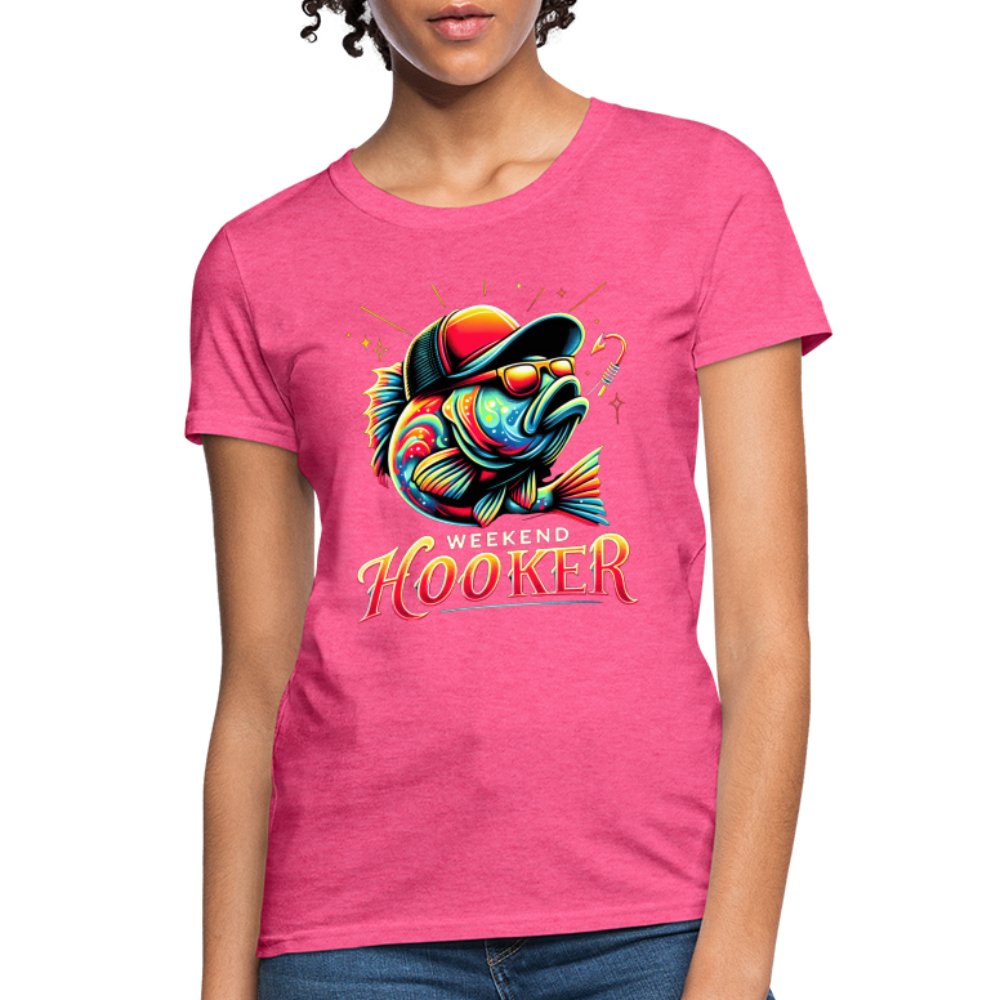 Weekend Hooker Women's Contoured T-Shirt (Fishing) - heather pink