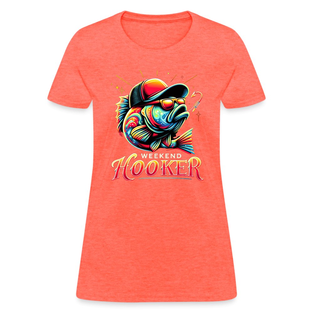 Weekend Hooker Women's Contoured T-Shirt (Fishing) - heather pink