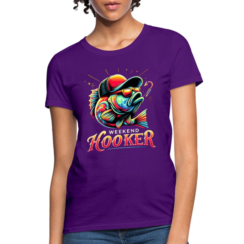 Weekend Hooker Women's Contoured T-Shirt (Fishing) - purple