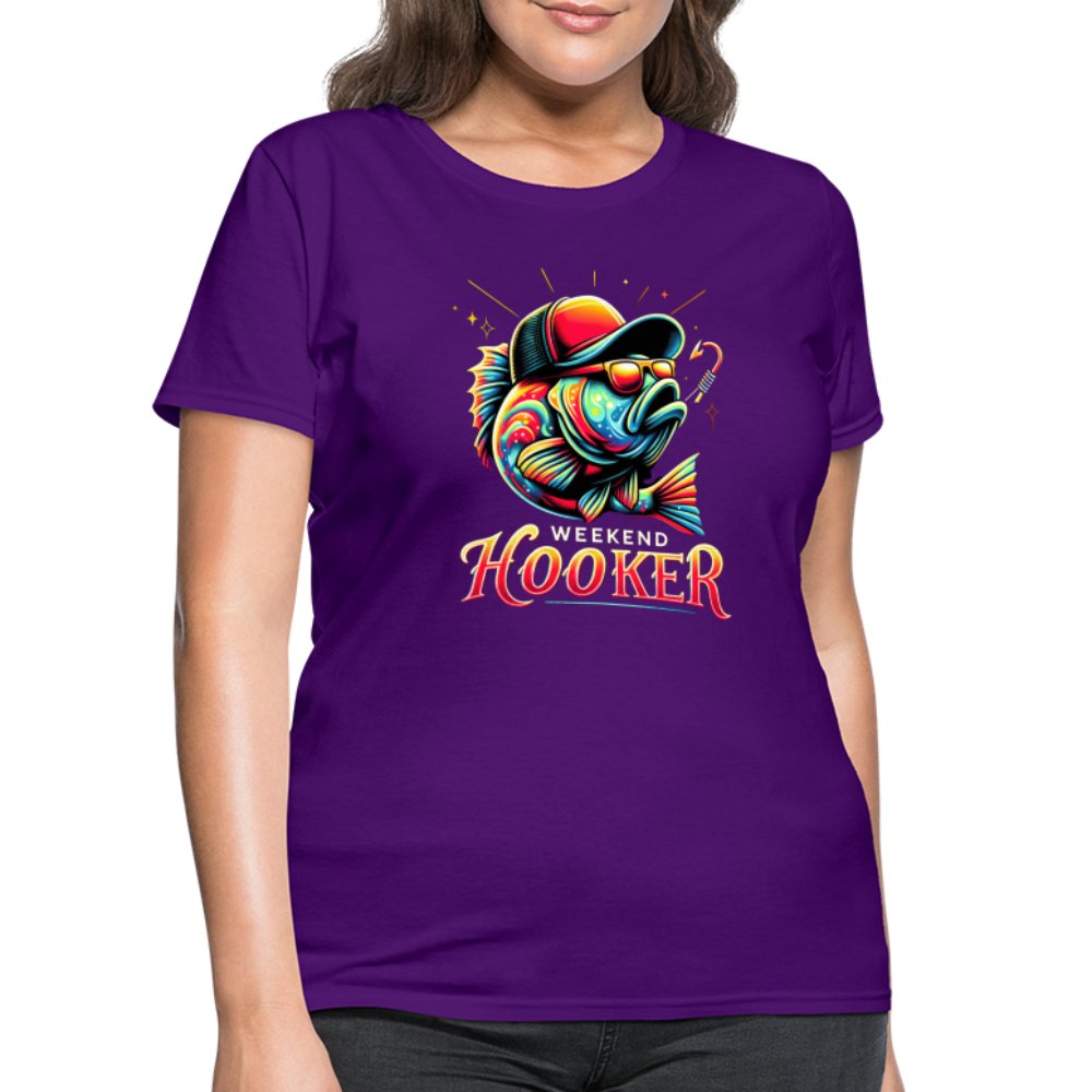 Weekend Hooker Women's Contoured T-Shirt (Fishing) - purple