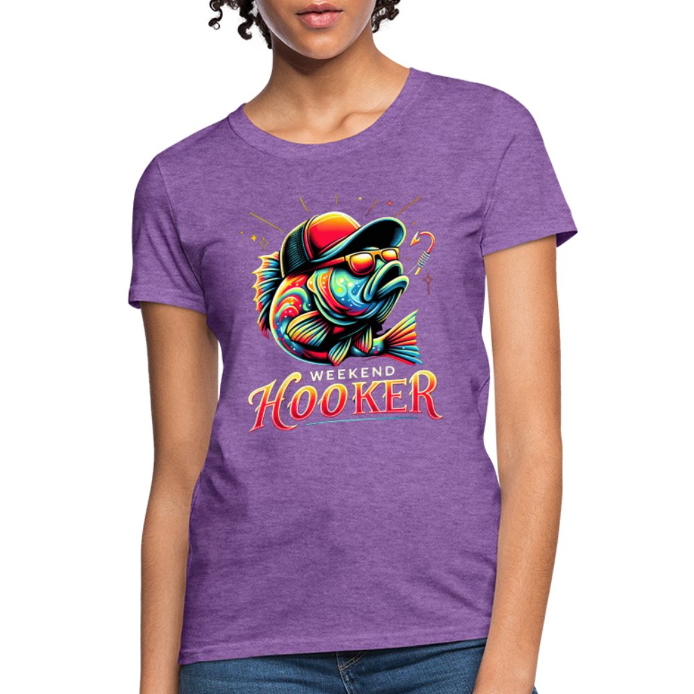 Weekend Hooker Women's Contoured T-Shirt (Fishing) - purple heather