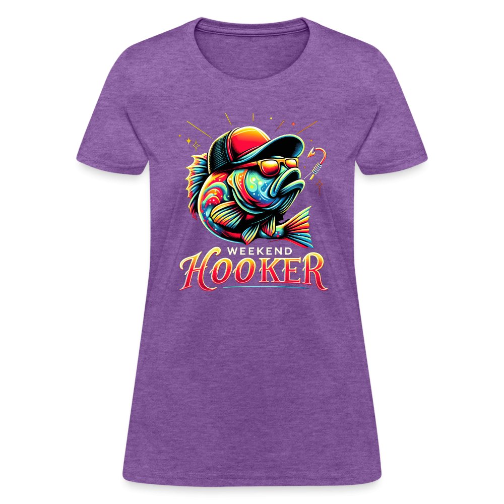 Weekend Hooker Women's Contoured T-Shirt (Fishing) - purple heather