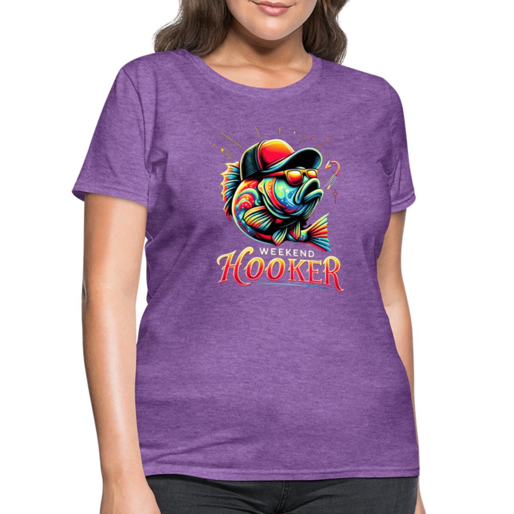 Weekend Hooker Women's Contoured T-Shirt (Fishing) - purple heather