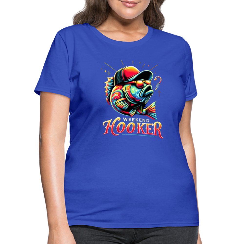 Weekend Hooker Women's Contoured T-Shirt (Fishing) - royal blue