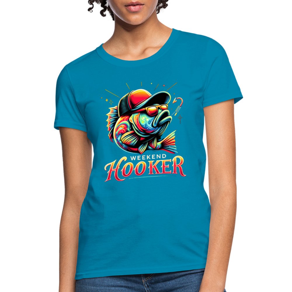 Weekend Hooker Women's Contoured T-Shirt (Fishing) - turquoise