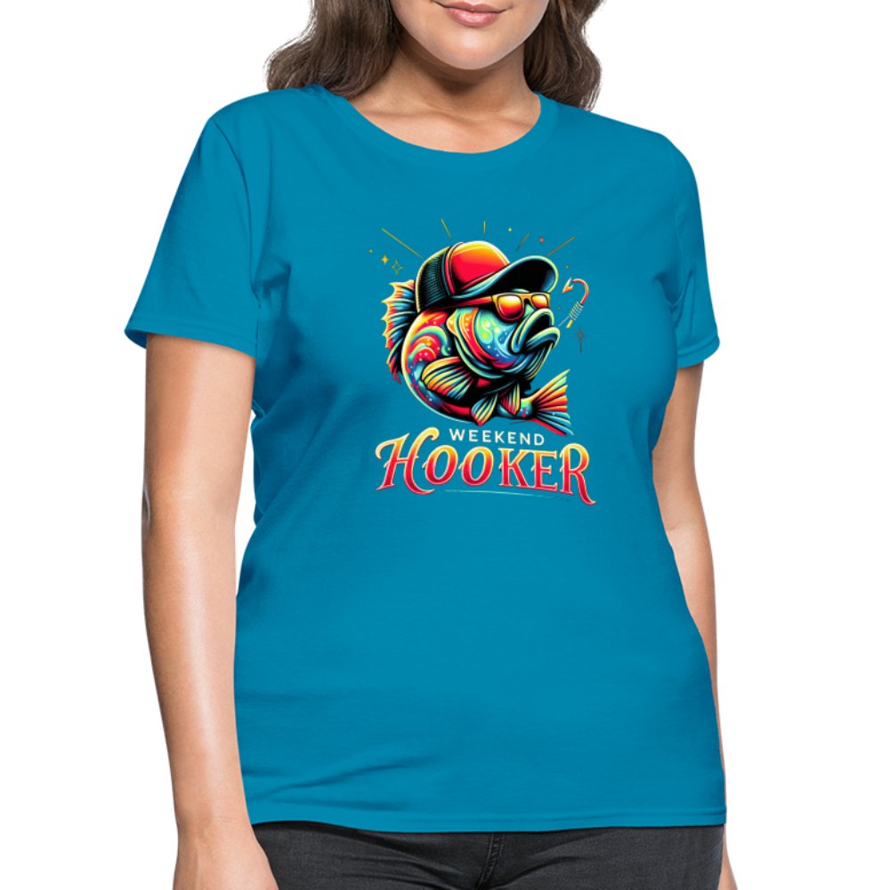 Weekend Hooker Women's Contoured T-Shirt (Fishing) - turquoise