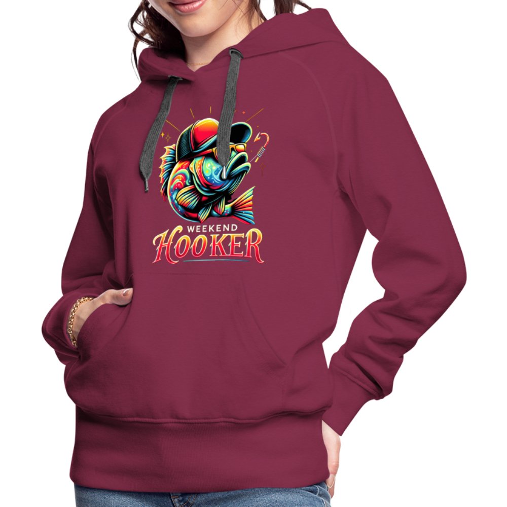 Weekend Hooker Women’s Premium Hoodie (Fishing) - burgundy