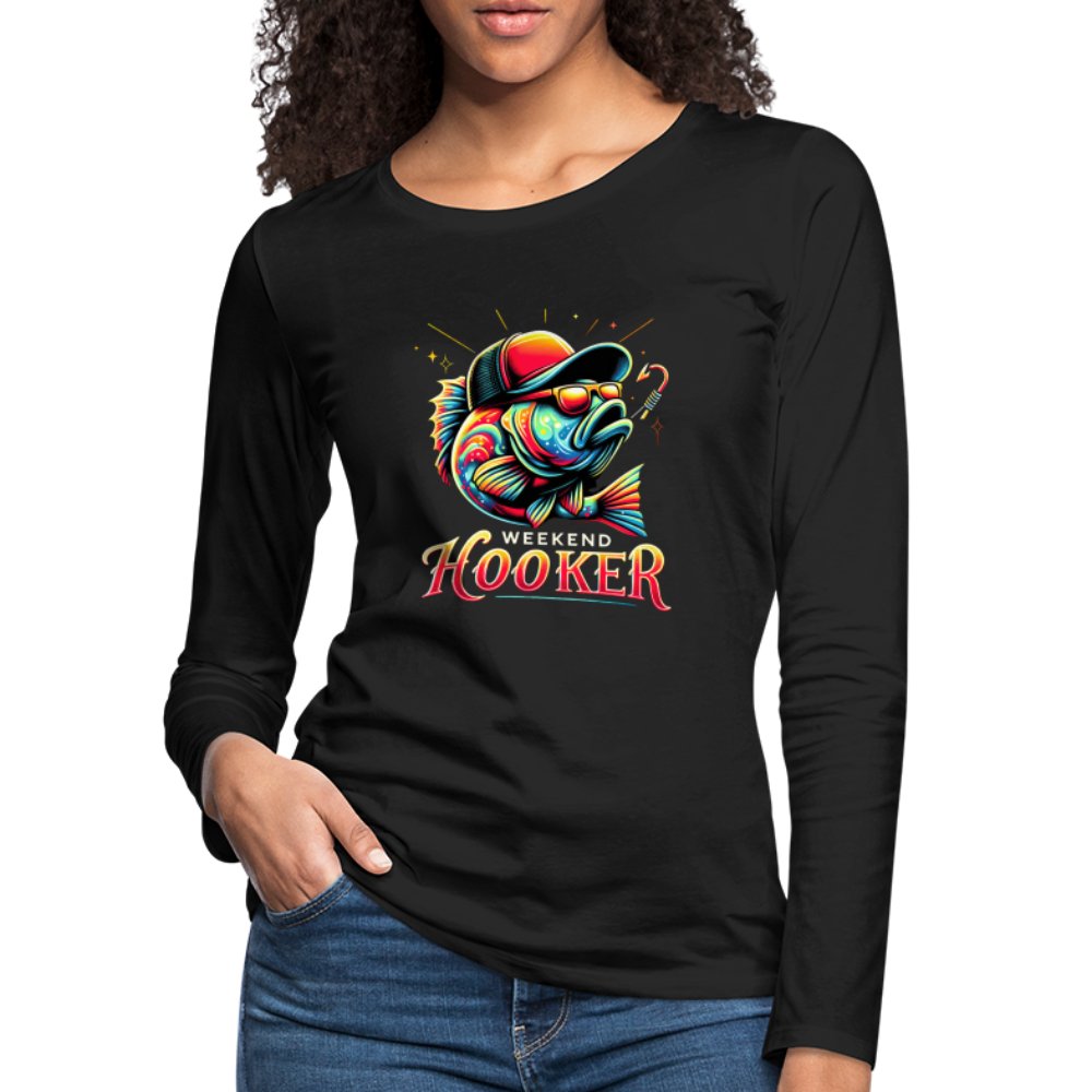 Weekend Hooker Women's Premium Long Sleeve T-Shirt (Fishing) - black