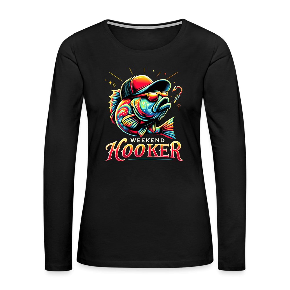 Weekend Hooker Women's Premium Long Sleeve T-Shirt (Fishing) - black