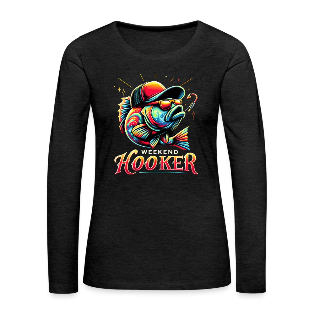 Weekend Hooker Women's Premium Long Sleeve T-Shirt (Fishing) - charcoal grey