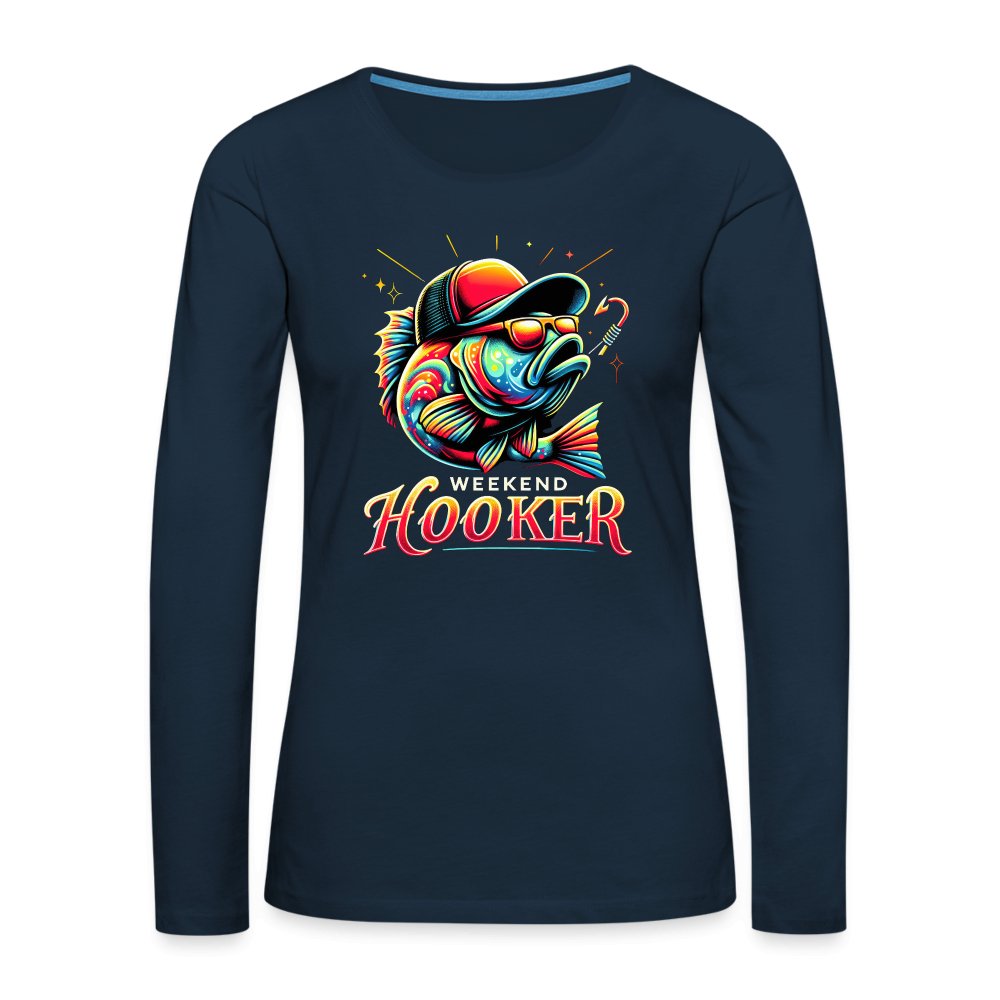 Weekend Hooker Women's Premium Long Sleeve T-Shirt (Fishing) - deep navy