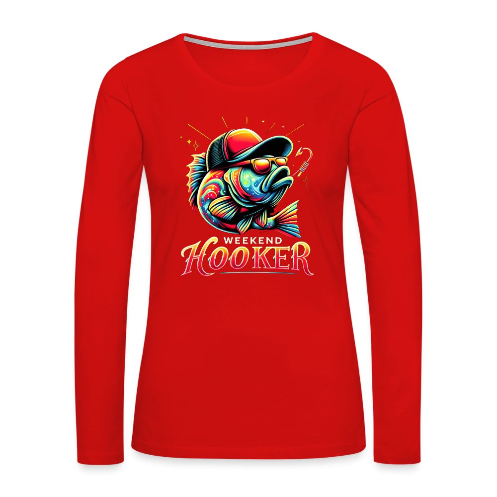 Weekend Hooker Women's Premium Long Sleeve T-Shirt (Fishing) - red