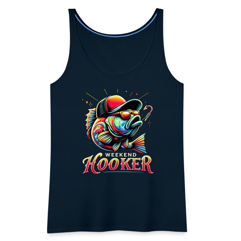 Weekend Hooker Women’s Premium Tank Top (Fishing) - deep navy