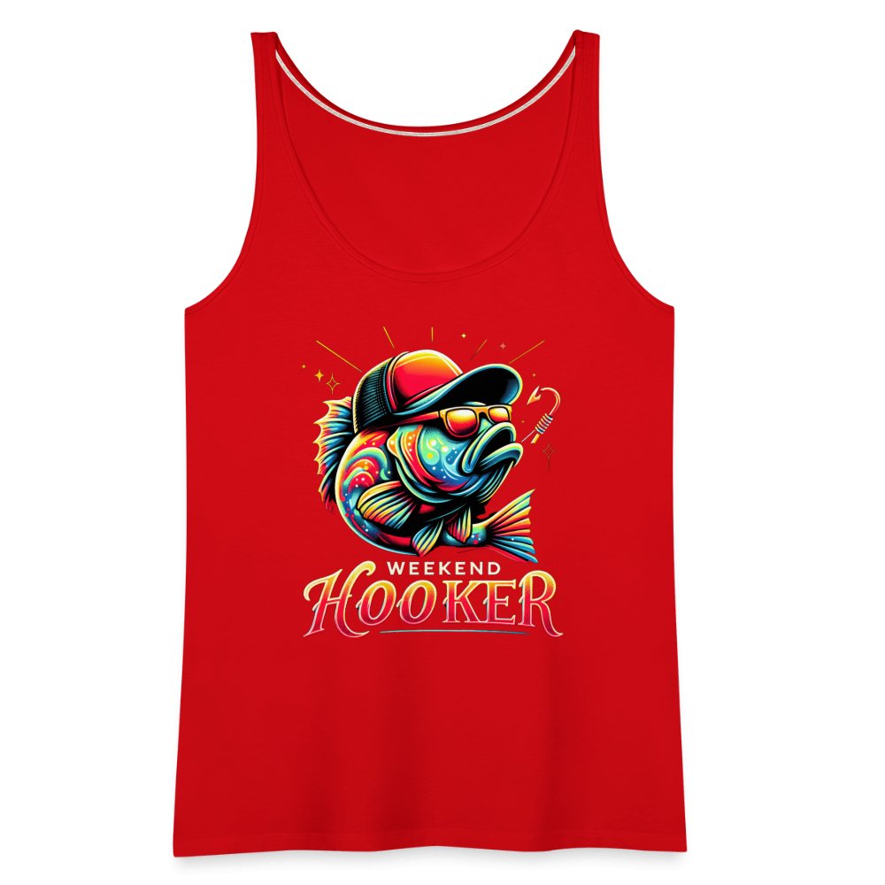 Weekend Hooker Women’s Premium Tank Top (Fishing) - red