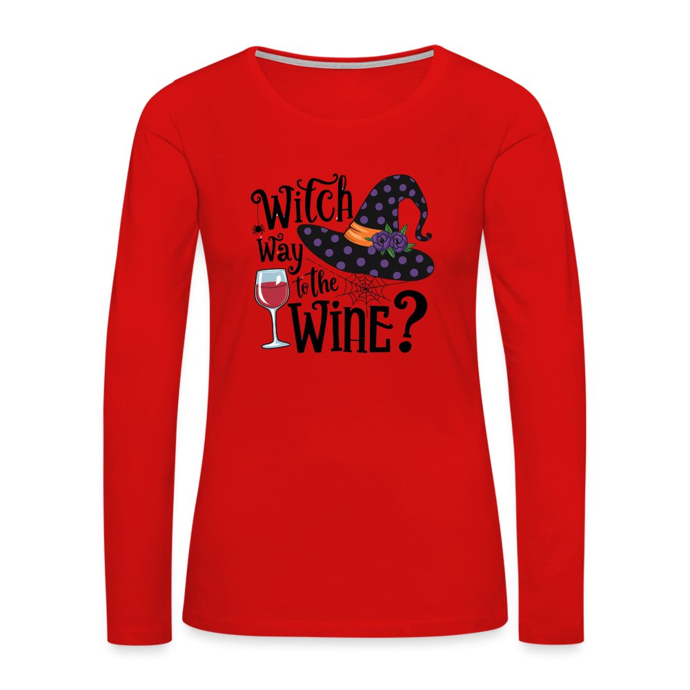 Witch Way To the Wine (Halloween Party Humor) Long Sleeve T-Shirt - heather gray