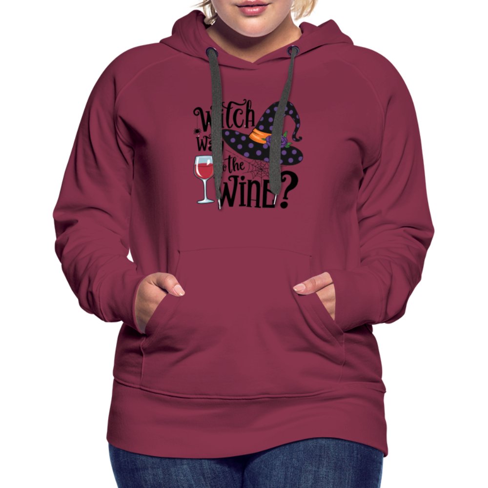 Witch Way To the Wine (Halloween Party Humor) Premium Hoodie - burgundy