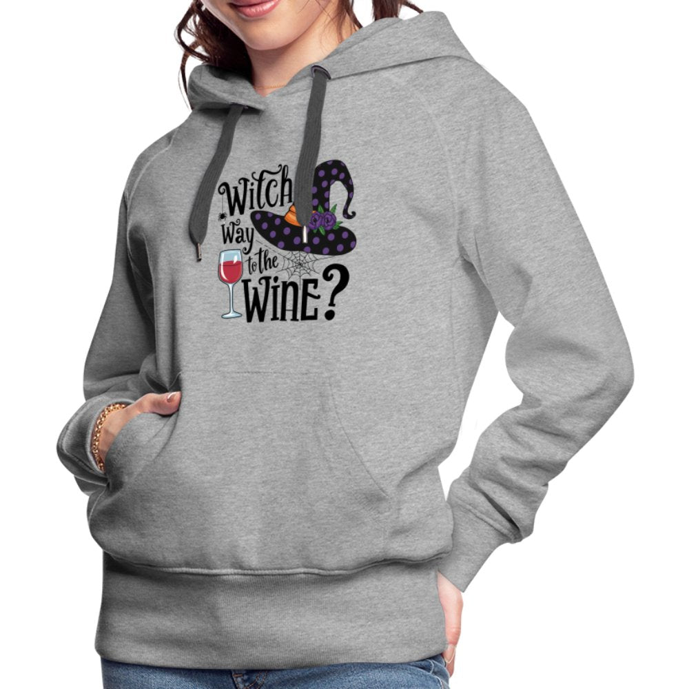 Witch Way To the Wine (Halloween Party Humor) Premium Hoodie - heather grey