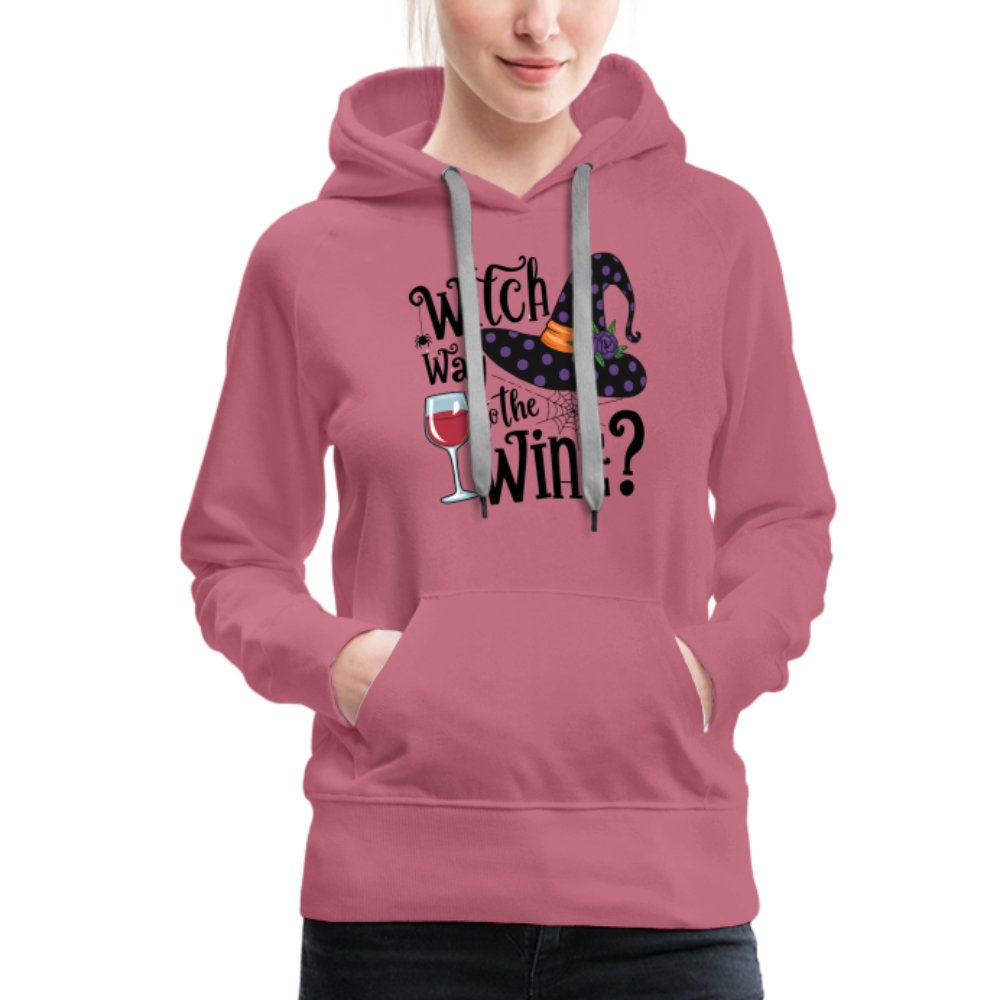 Witch Way To the Wine (Halloween Party Humor) Premium Hoodie - mauve