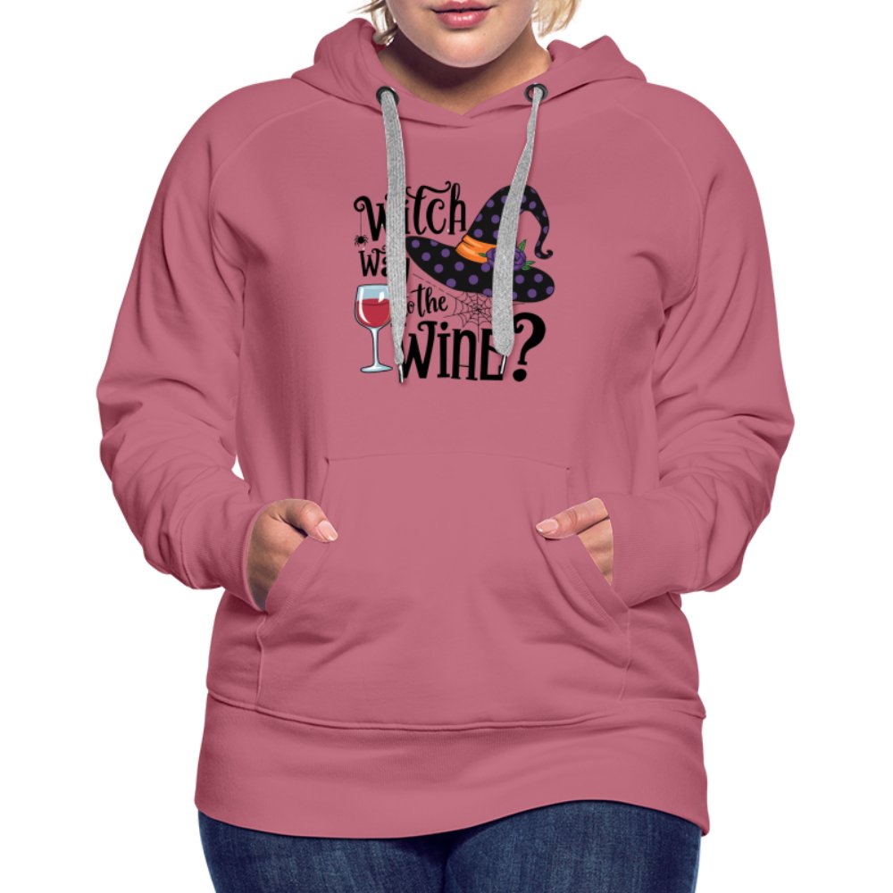 Witch Way To the Wine (Halloween Party Humor) Premium Hoodie - mauve