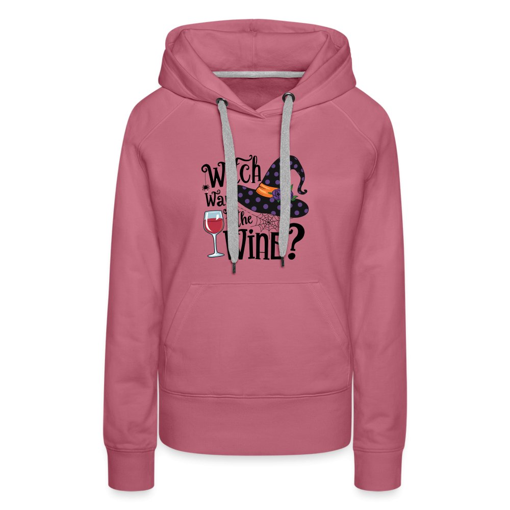 Witch Way To the Wine (Halloween Party Humor) Premium Hoodie - mauve