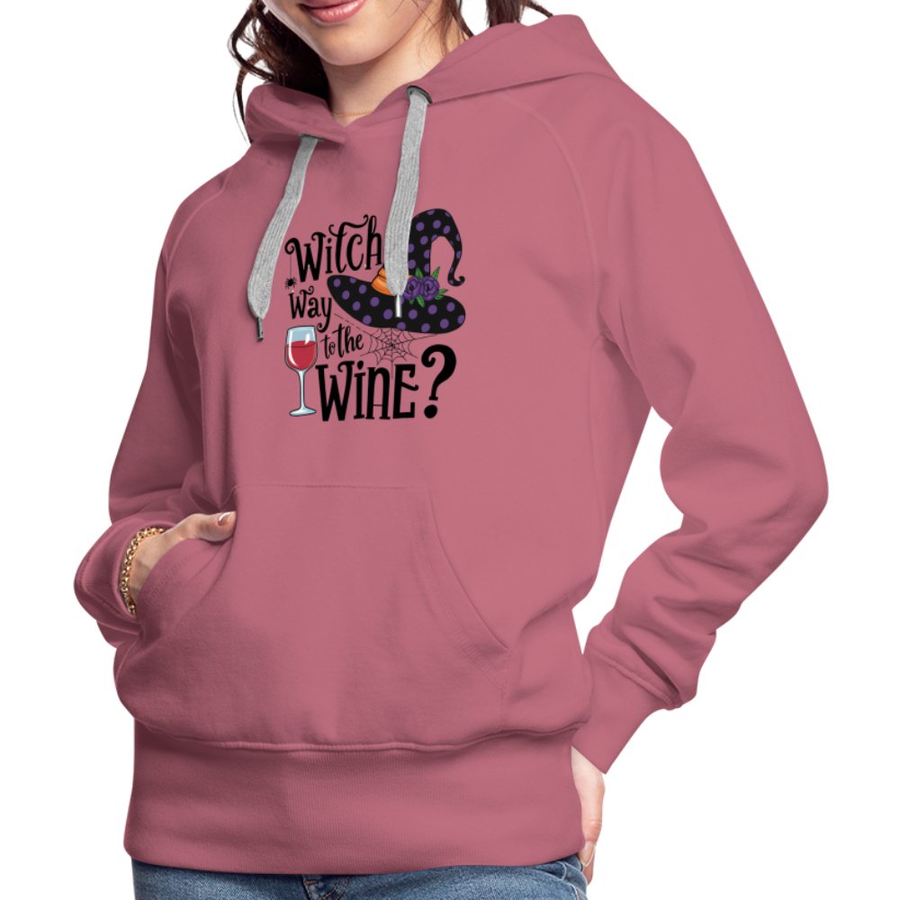 Witch Way To the Wine (Halloween Party Humor) Premium Hoodie - mauve