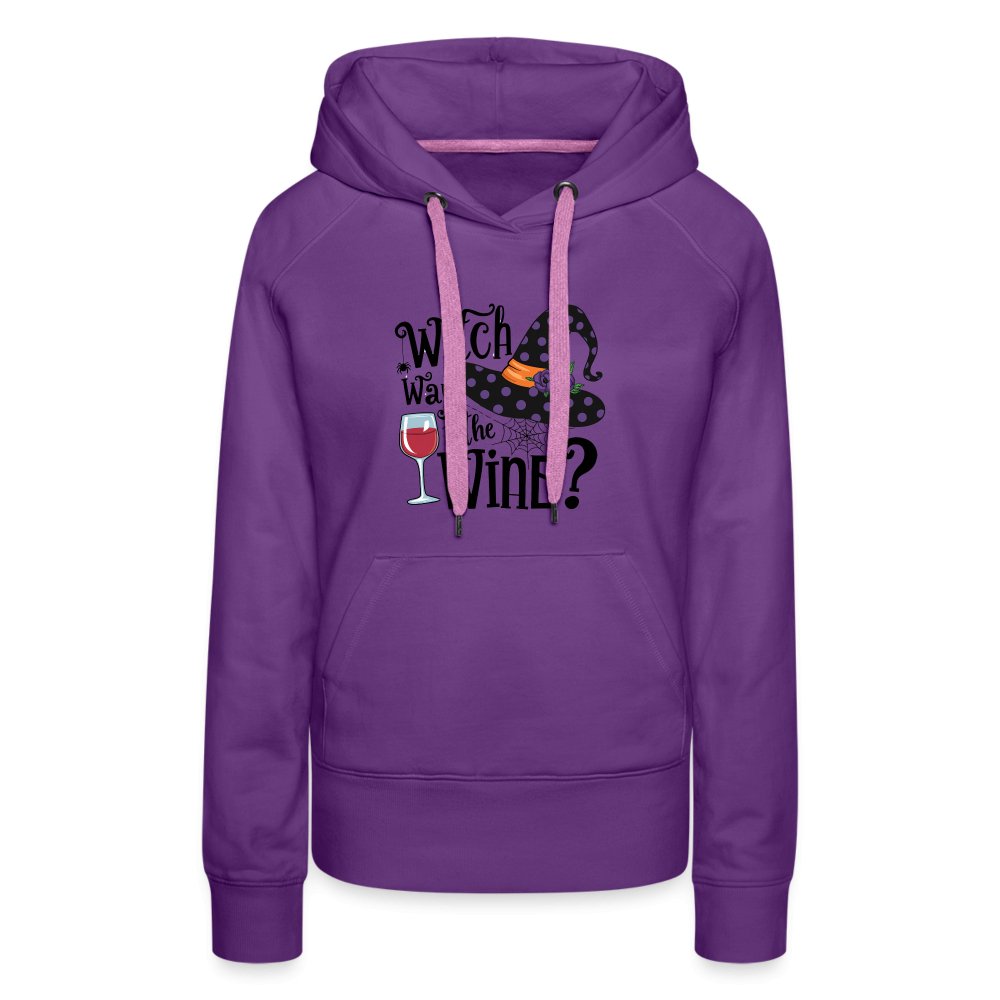 Witch Way To the Wine (Halloween Party Humor) Premium Hoodie - purple