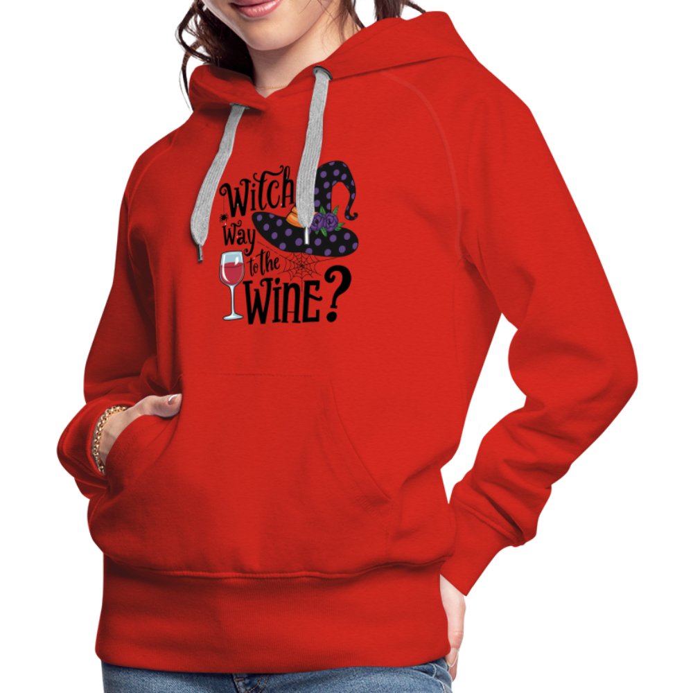 Witch Way To the Wine (Halloween Party Humor) Premium Hoodie - red