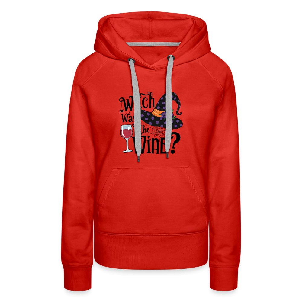 Witch Way To the Wine (Halloween Party Humor) Premium Hoodie - red