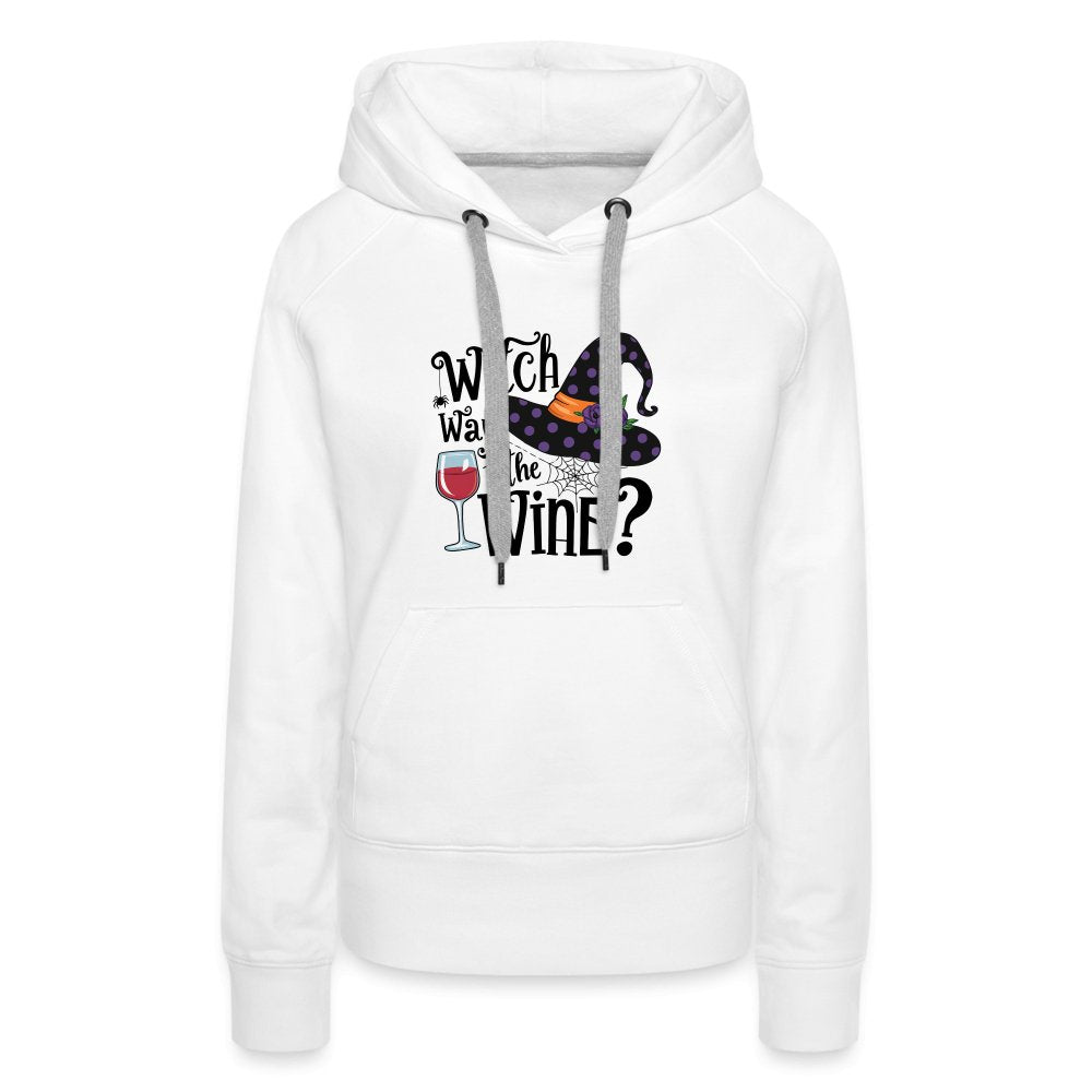 Witch Way To the Wine (Halloween Party Humor) Premium Hoodie - white