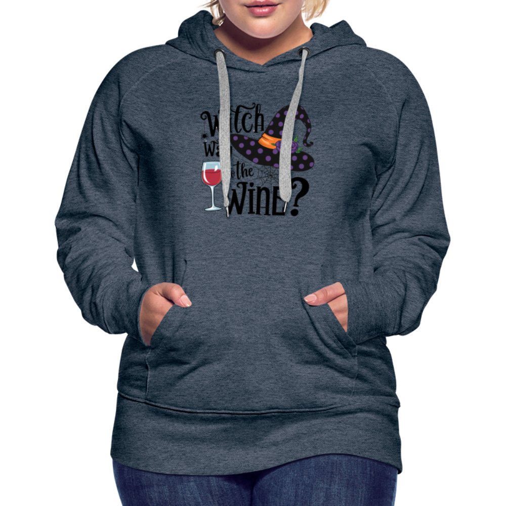 Witch Way To the Wine (Halloween Party Humor) Premium Hoodie - white