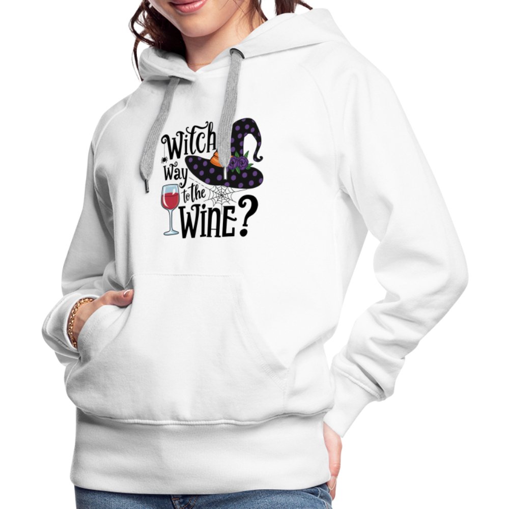 Witch Way To the Wine (Halloween Party Humor) Premium Hoodie - white