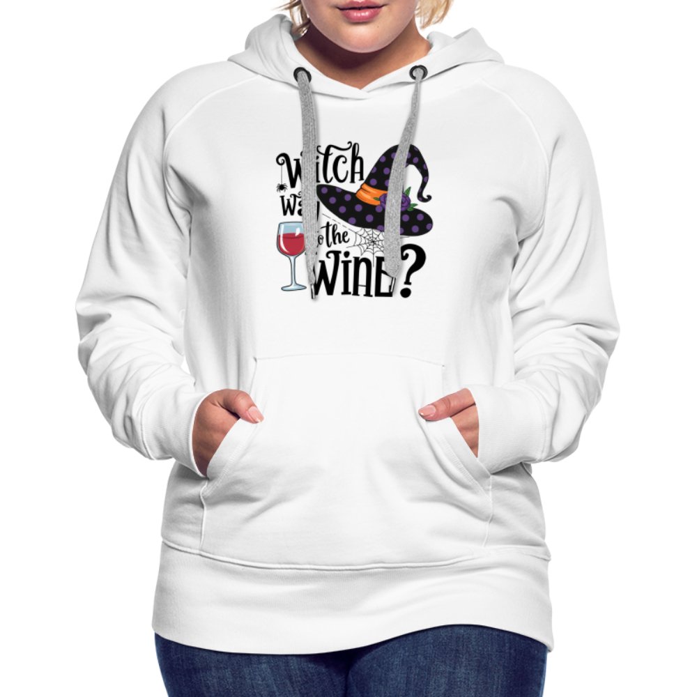 Witch Way To the Wine (Halloween Party Humor) Premium Hoodie - white