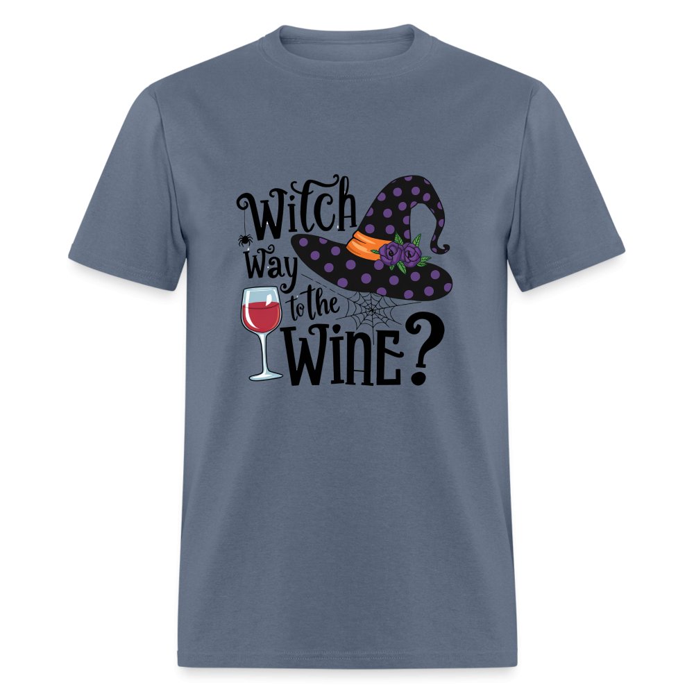 Witch Way To the Wine (Halloween Party Humor) T-Shirt - denim