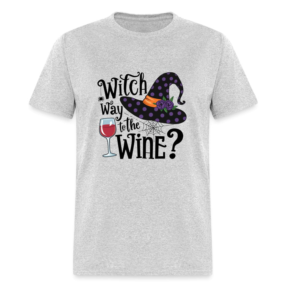 Witch Way To the Wine (Halloween Party Humor) T-Shirt - heather gray