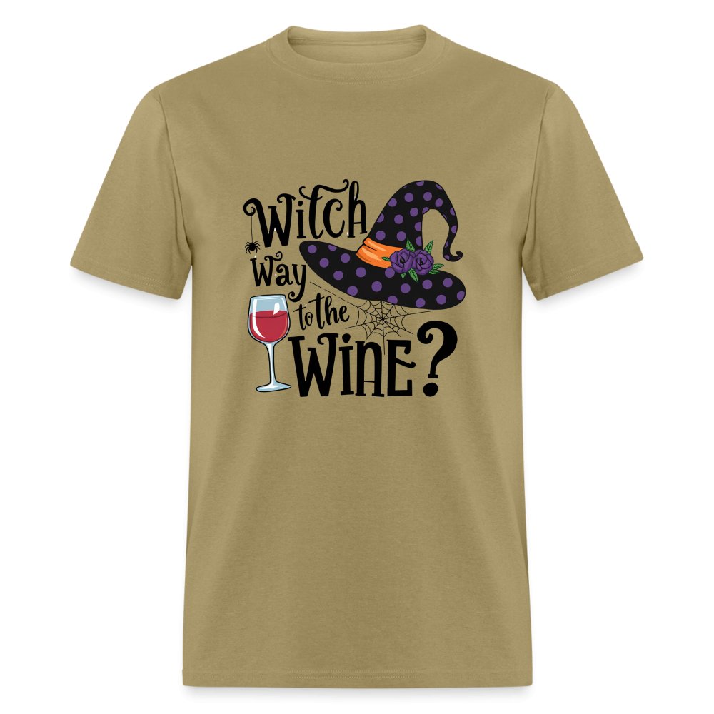 Witch Way To the Wine (Halloween Party Humor) T-Shirt - khaki