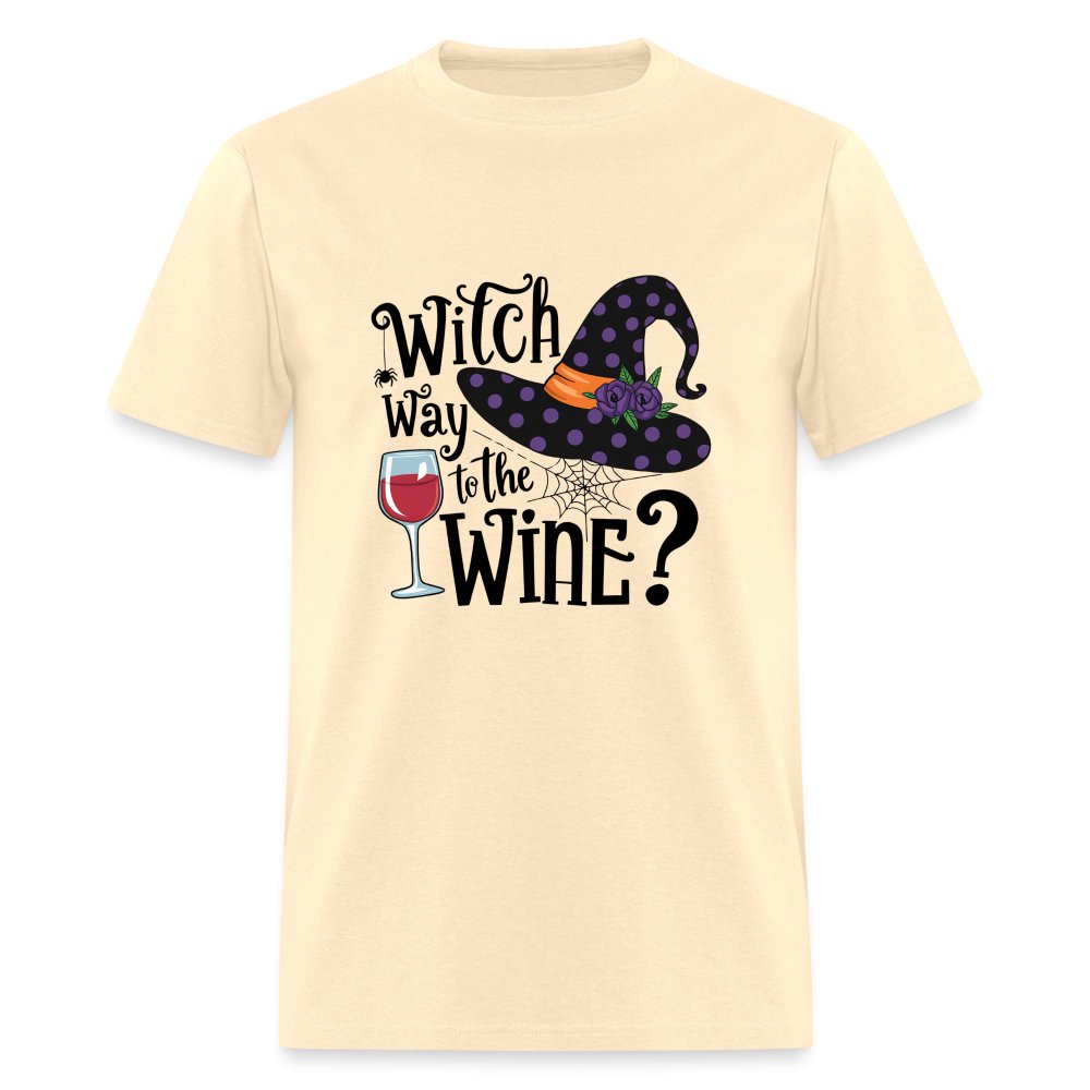 Witch Way To the Wine (Halloween Party Humor) T-Shirt - natural