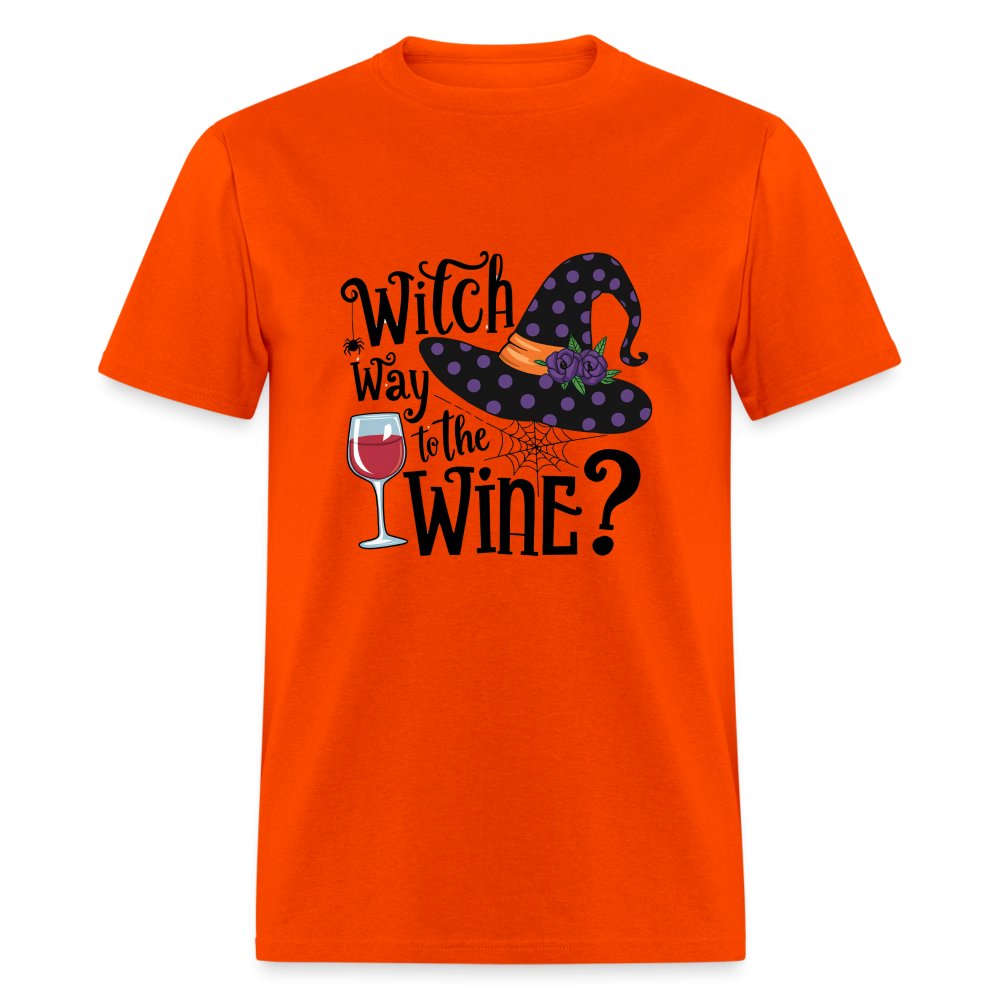 Witch Way To the Wine (Halloween Party Humor) T-Shirt - orange